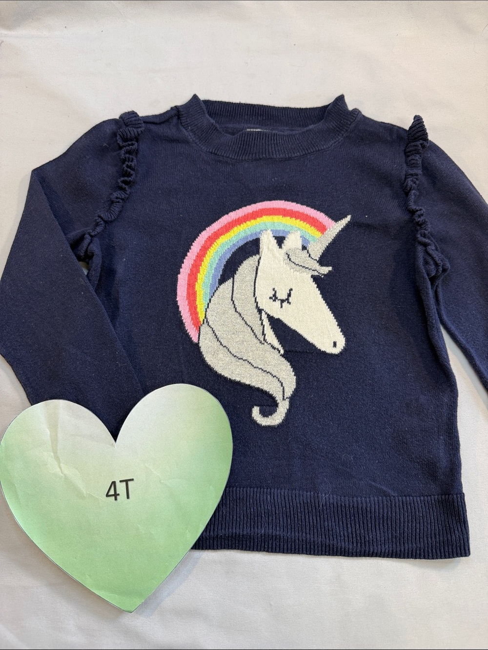GAP Navy Sweater with White Unicorn and Rainbow